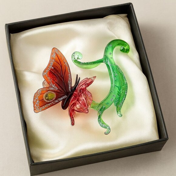 VTG Ashton Drake Glass Ornament Butterfly Blushing Kiss Whimsical Crystal Gift - Picture 1 of 11